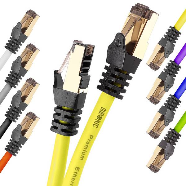 Duronic CAT8 YW 1,5m Netzwerkkabel - 5.000 MB/s Ethernetkabel - RJ45 Patchkabel - Lankabel für Router und Konsole