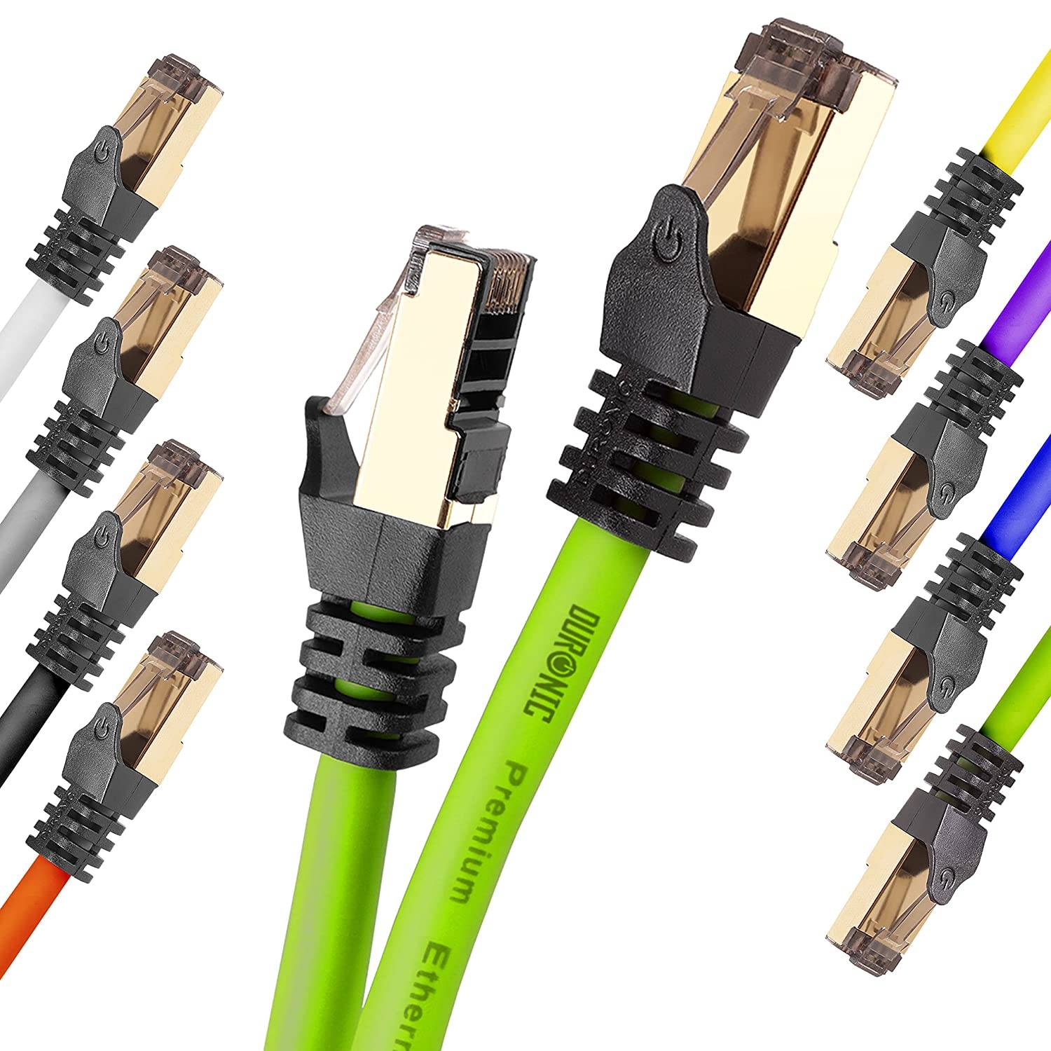 Duronic CAT8 GN 1m Netzwerkkabel - 5.000 MB/s Ethernetkabel - RJ45 Patchkabel - Lankabel für Router und Konsole-0