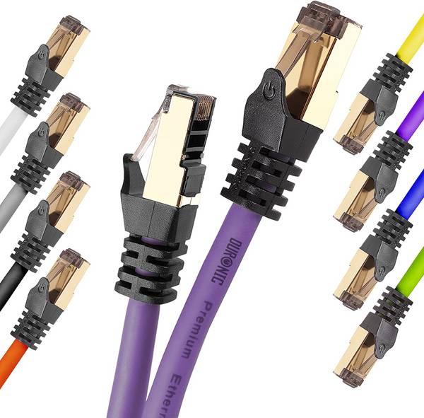 Duronic CAT8 PE 1,5m Netzwerkkabel - 5.000 MB/s Ethernetkabel - RJ45 Patchkabel - Lankabel für Router und Konsole