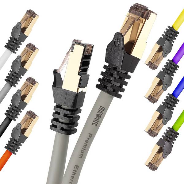 Duronic CAT8 GY 0,5m Netzwerkkabel - 5.000 MB/s Ethernetkabel - RJ45 Patchkabel - Lankabel für Router und Konsole