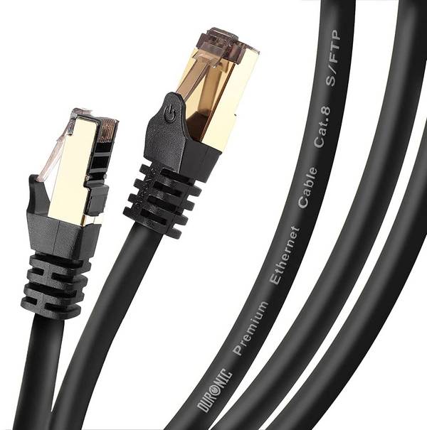 Duronic CAT8 BK 1m Netzwerkkabel - 5.000 MB/s Ethernetkabel - RJ45 Patchkabel - Lankabel für Router und Konsole