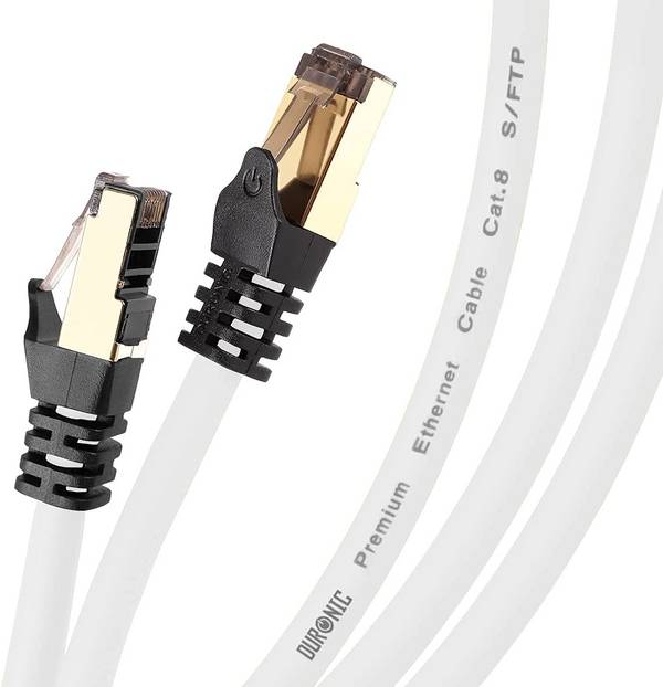 Duronic CAT8 WE 1,5m Netzwerkkabel - 5.000 MB/s Ethernetkabel - RJ45 Patchkabel - Lankabel für Router und Konsole