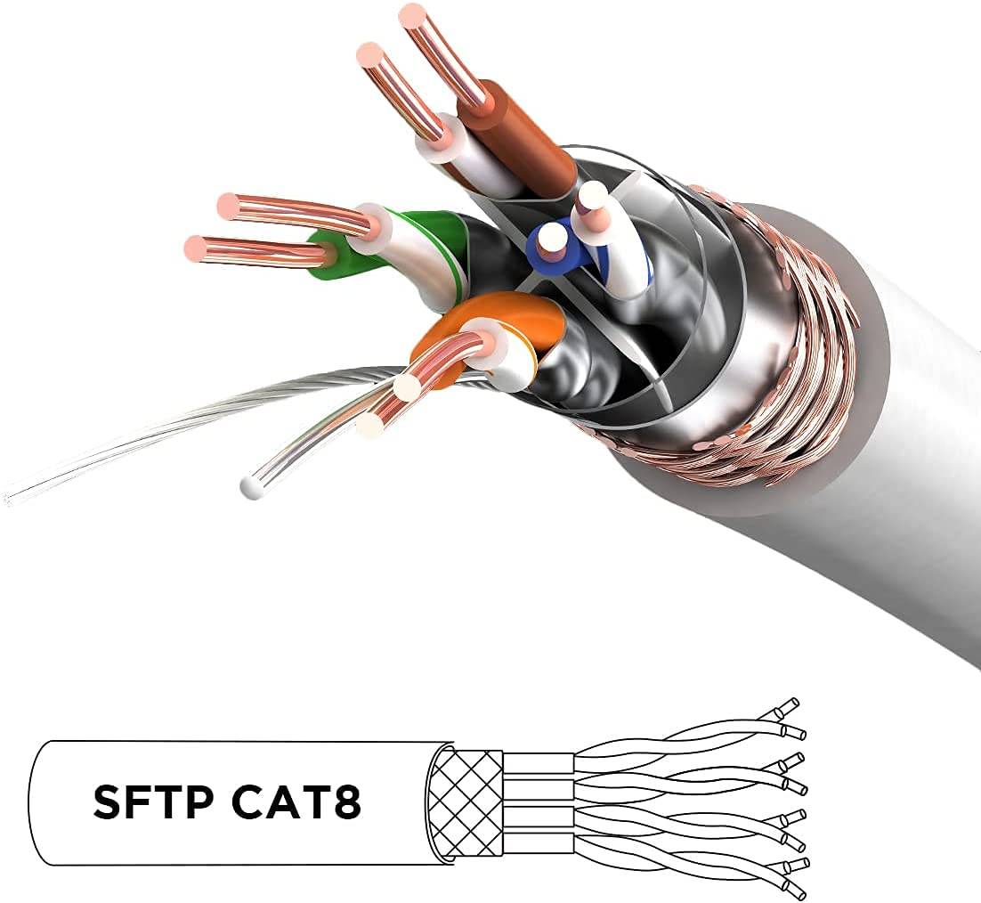Duronic CAT8 WE 1,5m Netzwerkkabel - 5.000 MB/s Ethernetkabel - RJ45 Patchkabel - Lankabel für Router und Konsole-1