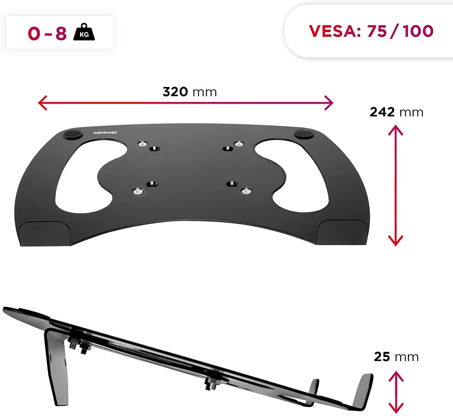 Duronic DML1 BK Laptophalterung - Fläche 32x24,2cm - Belastbarkeit 8kg - Laptopständer für Monitorhalter - VESA Standard-1