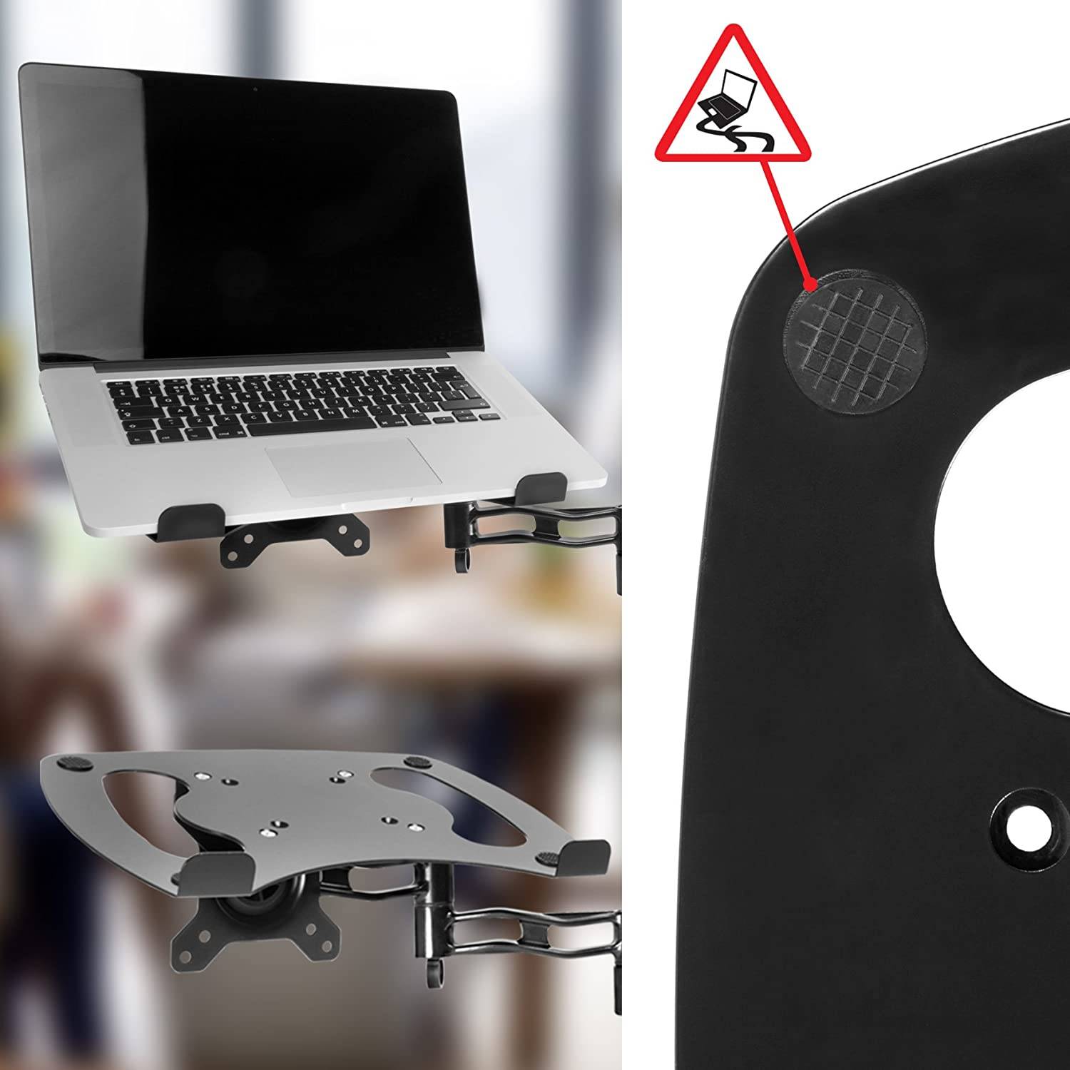 Duronic DML1 BK Laptophalterung - Fläche 32x24,2cm - Belastbarkeit 8kg - Laptopständer für Monitorhalter - VESA Standard-4