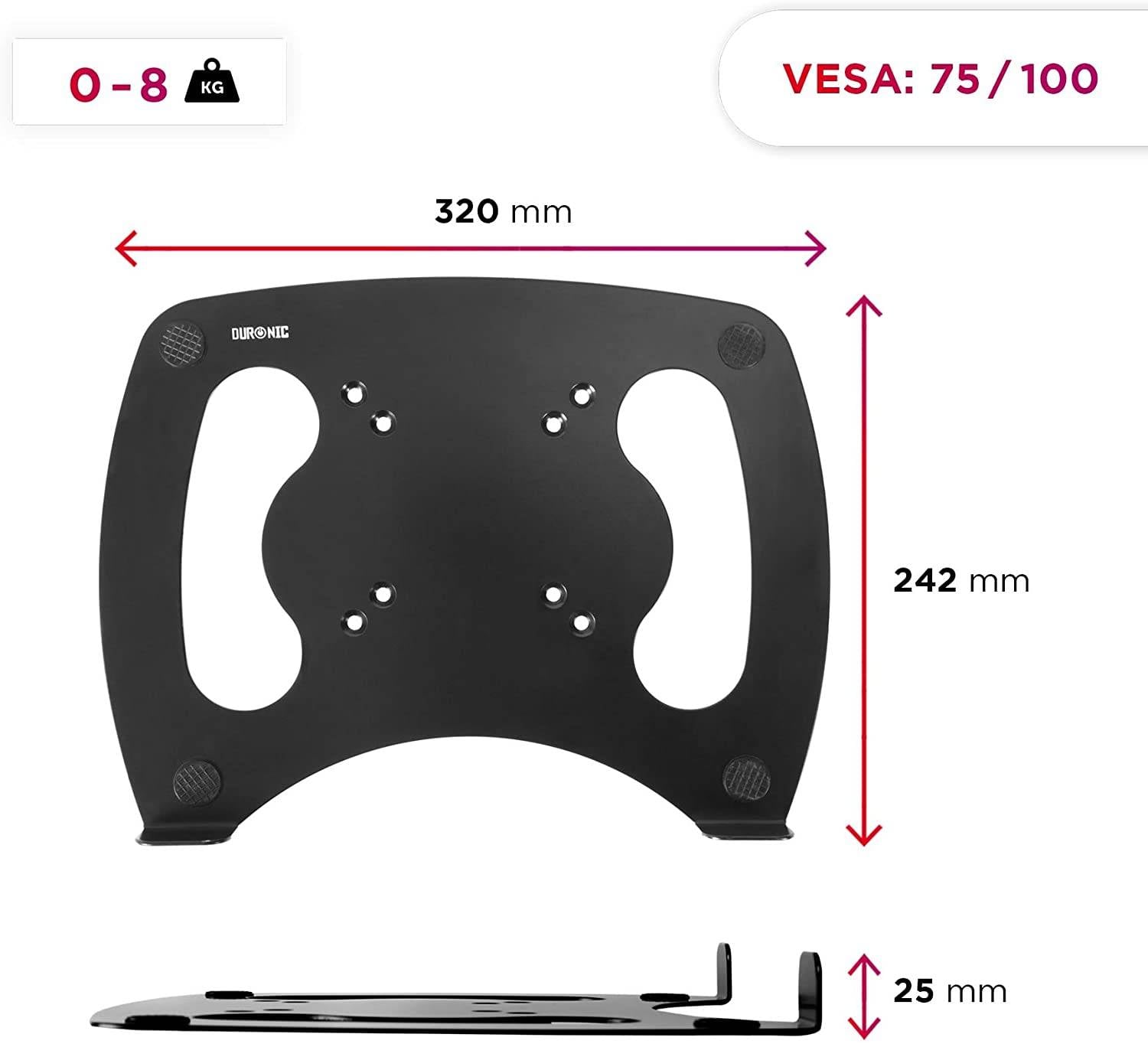 Duronic DML2 Laptophalterung - Fläche 32x24,2cm - Belastbarkeit 8kg - Laptopständer für Monitorhalter - VESA Standard-1