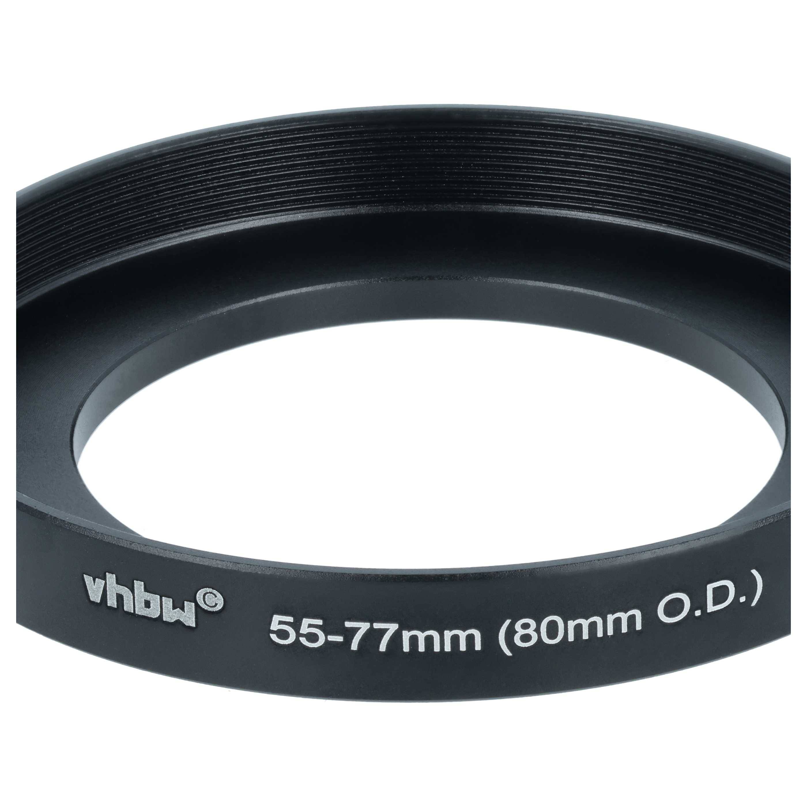 vhbw Step-Up-Ring Adapter von 55 mm auf 77 mm | kompatibel mit Matte Boxen 80 mm O.D. Filteradapter, Aluminium-2