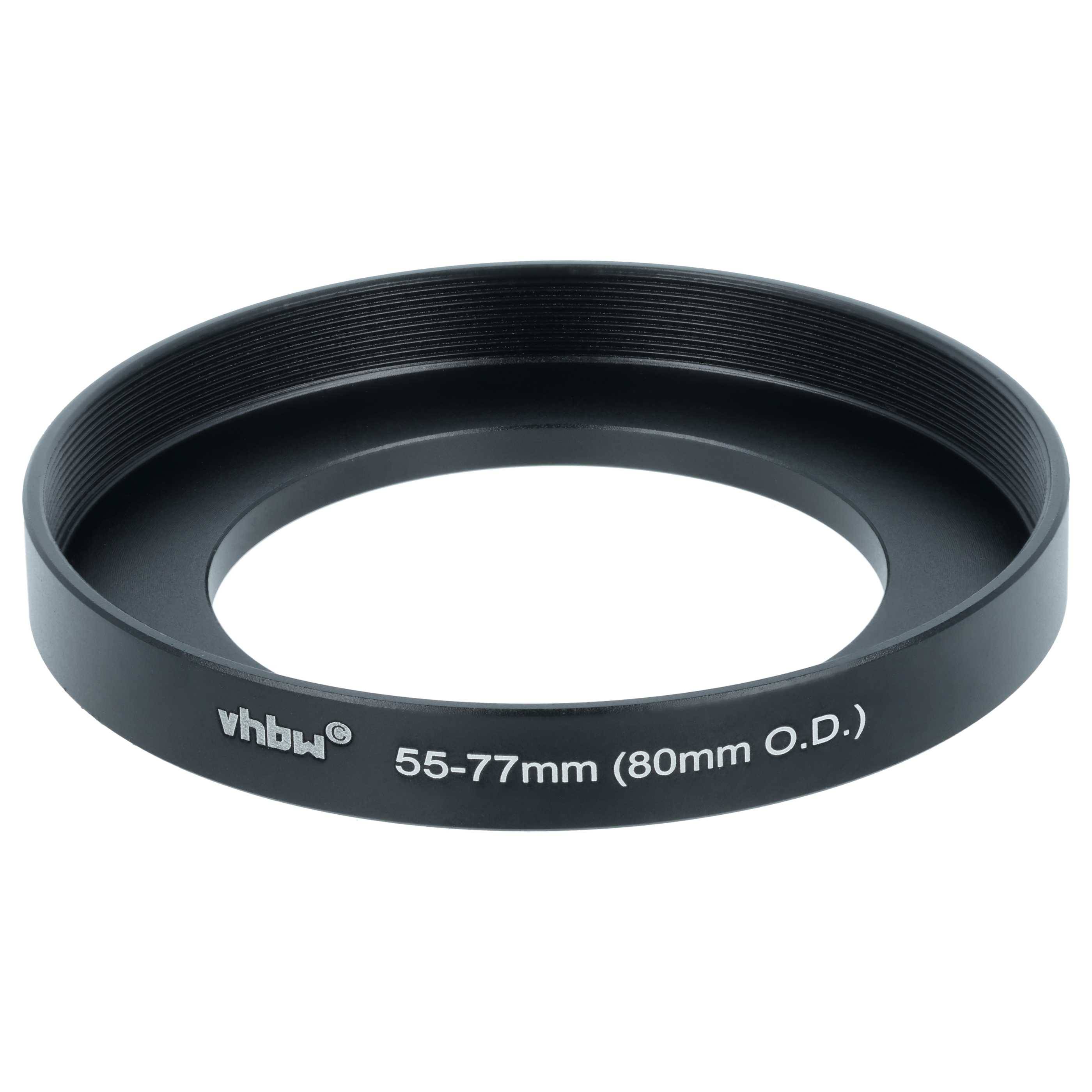 vhbw Step-Up-Ring Adapter von 55 mm auf 77 mm | kompatibel mit Matte Boxen 80 mm O.D. Filteradapter, Aluminium-0