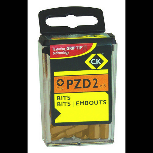 C.K T4562TIN-215 Kreuzschlitz-Bit PZ 2 Chrom-Vanadium Stahl TiN C 6.3 15 St.