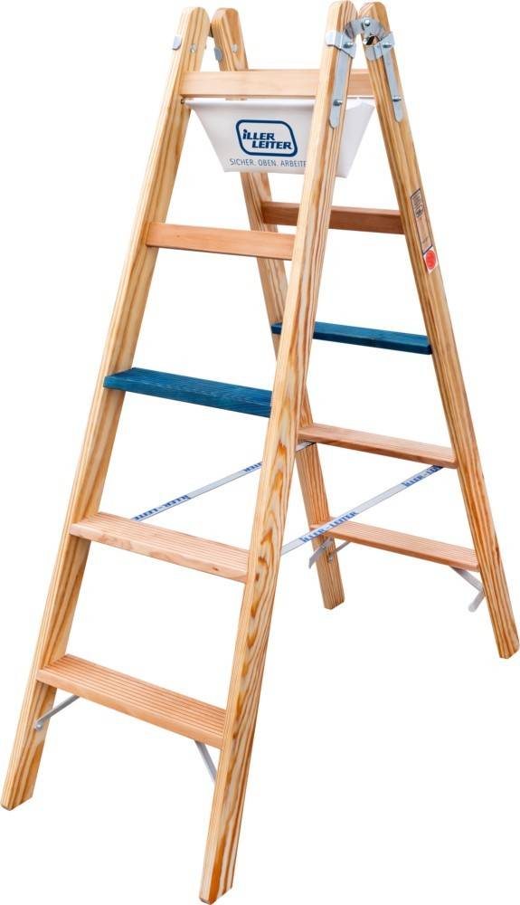 ILLER-LEITER Holz Stufen Stehleiter 2108-7-0