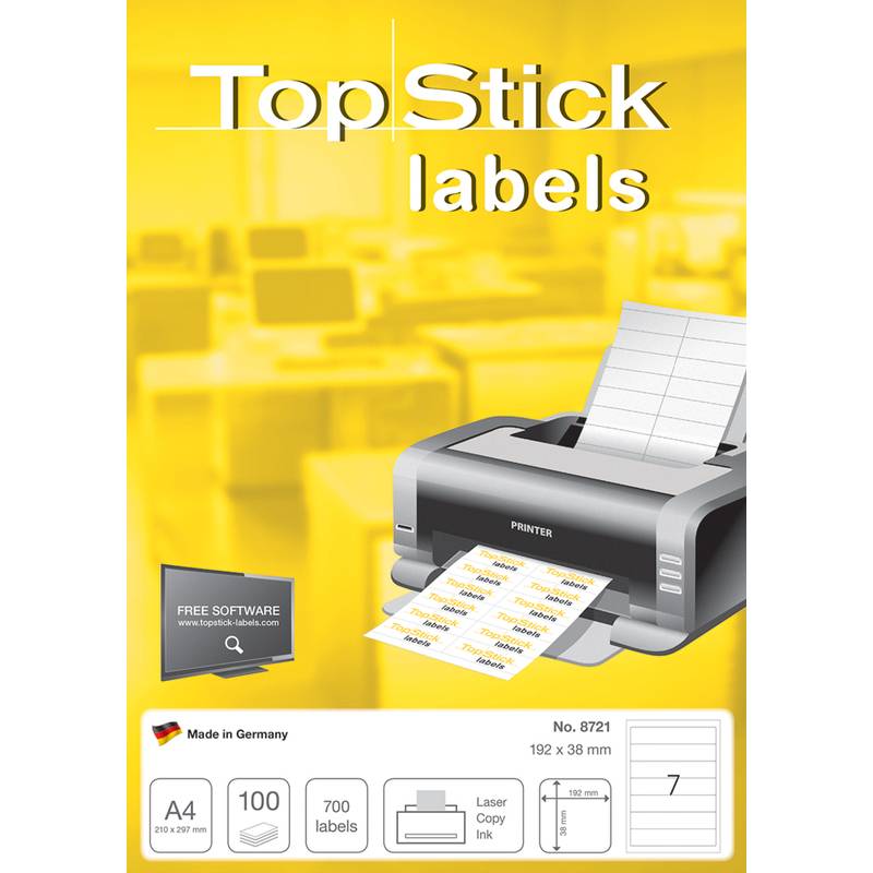 TOP STICK Ordnerrücken-Etiketten, 192 x 38 mm, weiß-0
