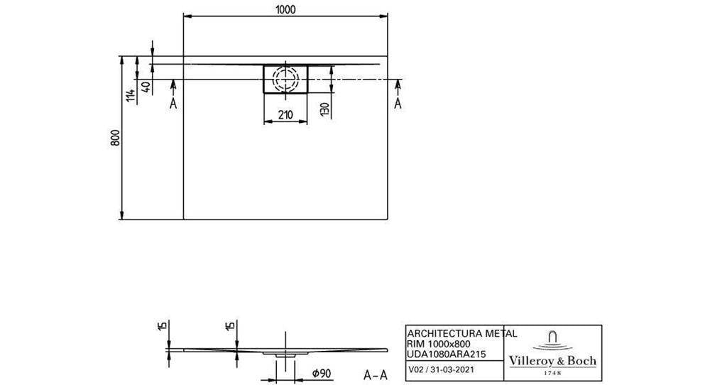 VB Duschwanne Architectura 1000x800x15mm Rechteck Anthracite-1