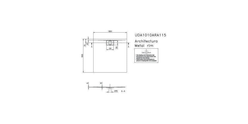 Villeroy & Boch Duschwanne Architectura 1000x1000x15mm Quadrat Weiß Alpin-4