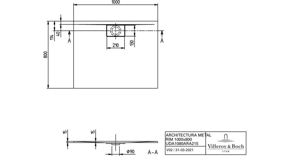 VB Duschwanne Architectura 1000x800x15mm Rechteck Anthracite-2