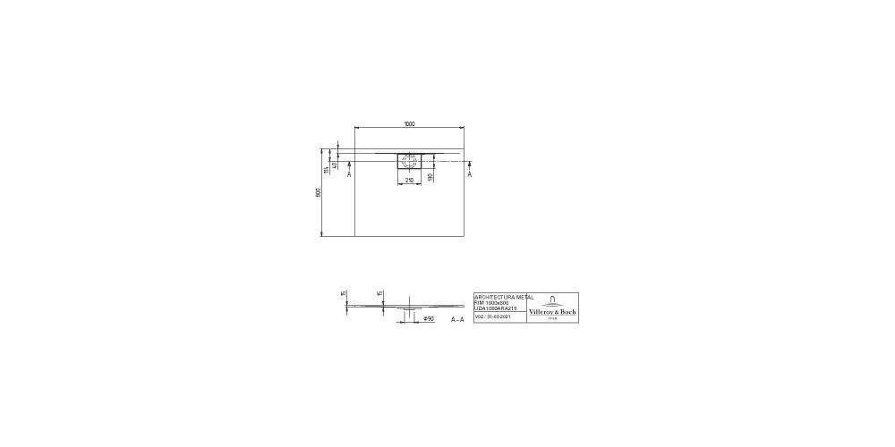 VB Duschwanne Architectura 1000x800x15mm Rechteck Anthracite-4