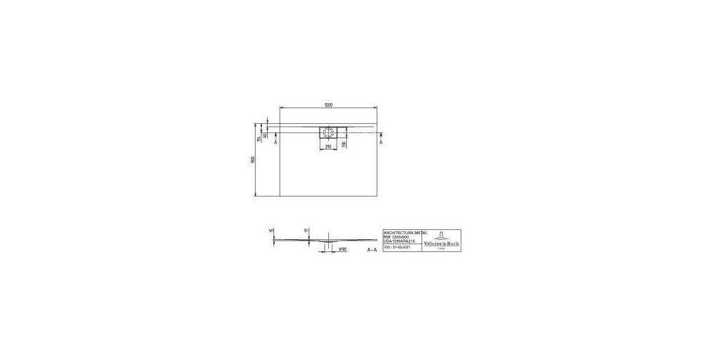 Villeroy & Boch V&B Duschwanne ARCHITECTURA METALRIM-1