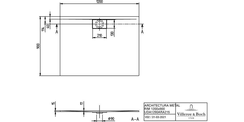 Villeroy & Boch V&B Duschwanne ARCHITECTURA METALRIM-4