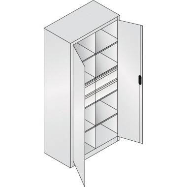 Flügeltürenschrank B930xT500xH1950 mm RAL7035/5012,4Schubladen mit Trennwand,6Fachböden - Artikel: 7830772206-6