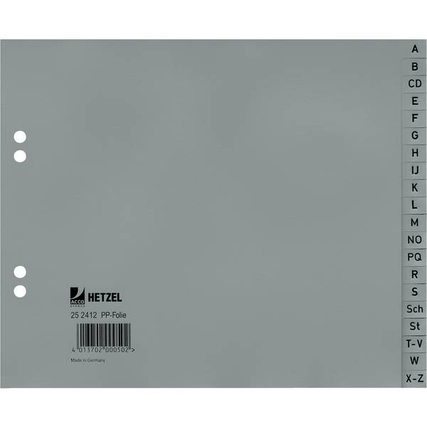 HETZEL Kunststoff-Register, A-Z, A4 halbe Höhe, 20-teilig