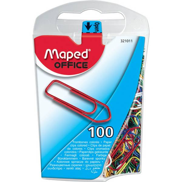 Maped Büroklammern, farbig lackierter Stahl, 25 mm