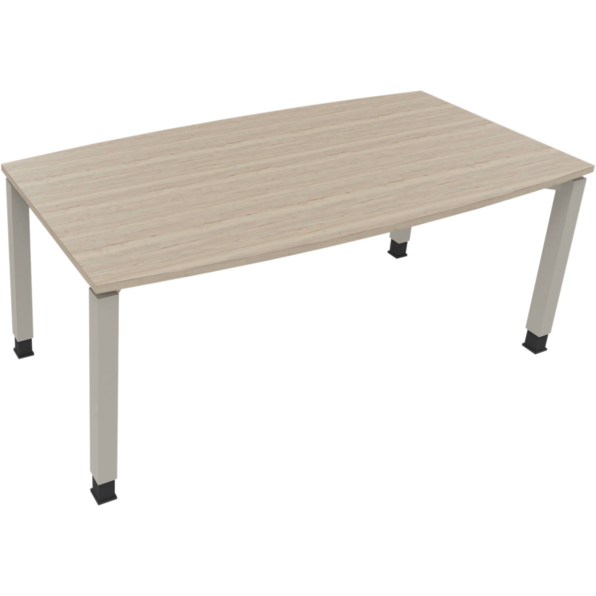 Besprechungstisch Tonneau Vierfuß Quadrat B1800xT800/900xH680-820 silber/Eiche-0