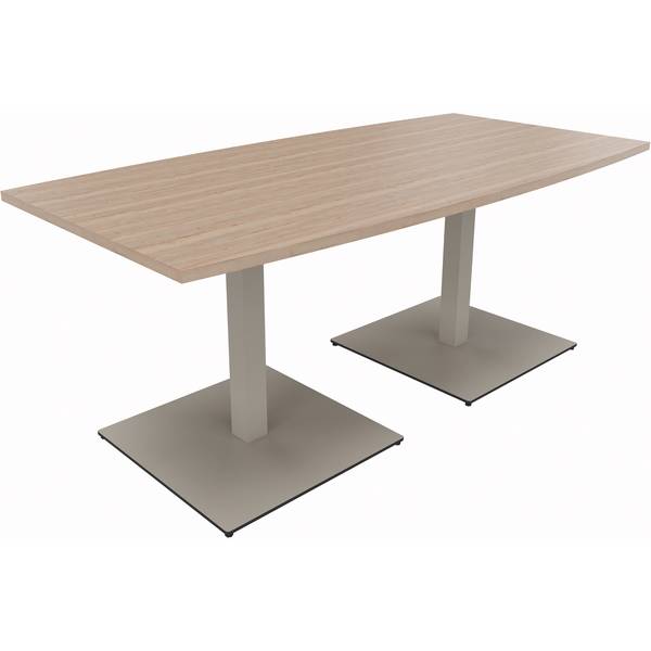 Besprechungstisch Tonneau Tellerfuß Quadrat B1800xT800/900xH720 silber/Eiche Nat