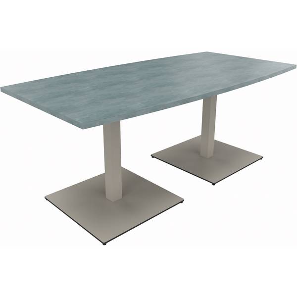 Besprechungstisch Tonneau Tellerfuß Quadrat B1800xT800/900xH720 silber/Beton
