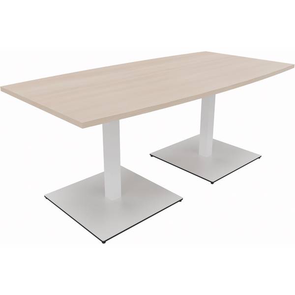Besprechungstisch Tonneau Tellerfuß Quadrat B1800xT800/900xH720 weiß/Akazie