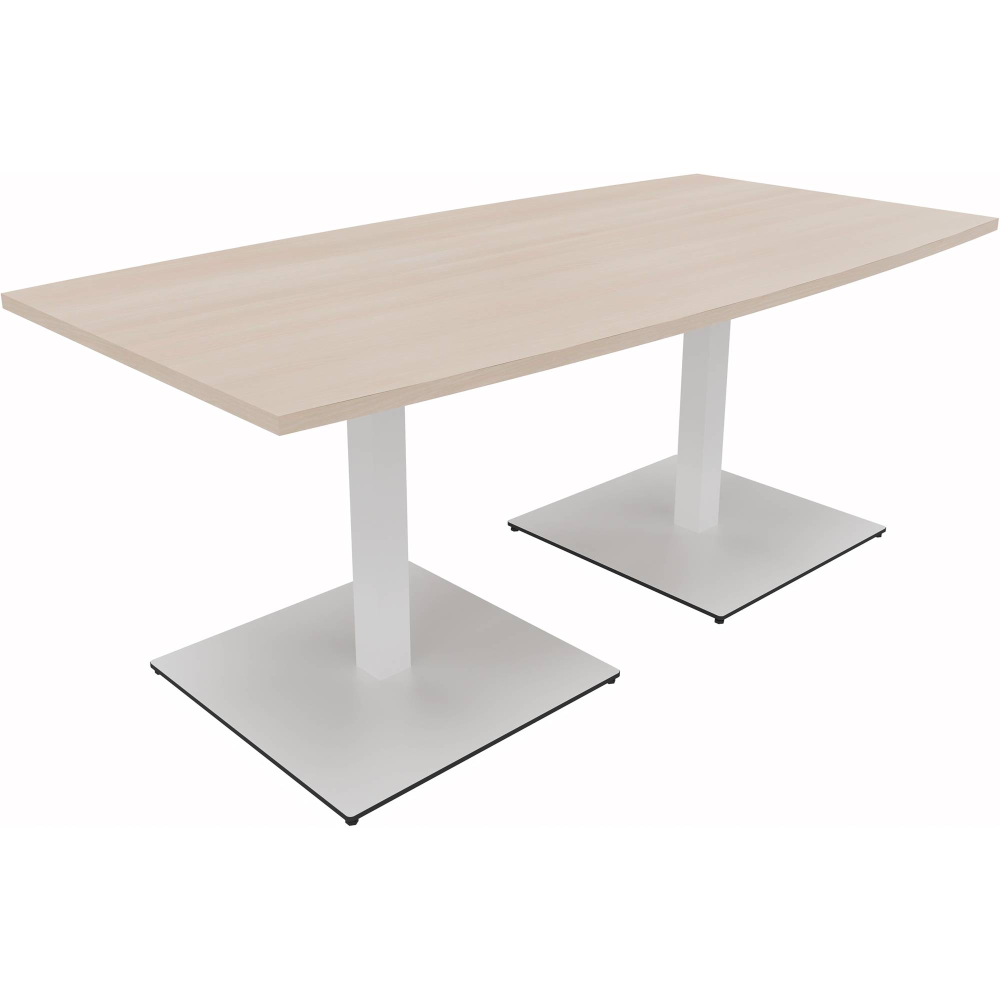 Besprechungstisch Tonneau Tellerfuß Quadrat B1800xT800/900xH720 weiß/Akazie-0
