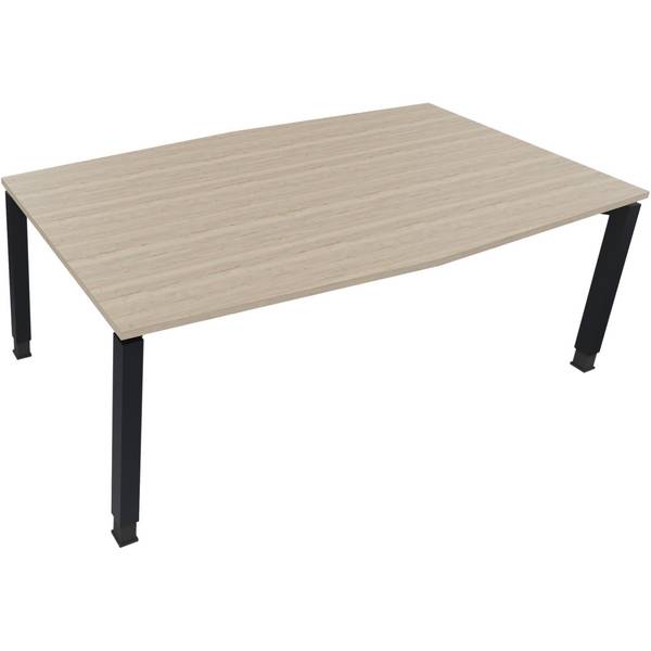 Besprechungstisch Tonneau Vierfuß Quadrat B2000xT1000/1100xH680-820 anthrazit/Eiche