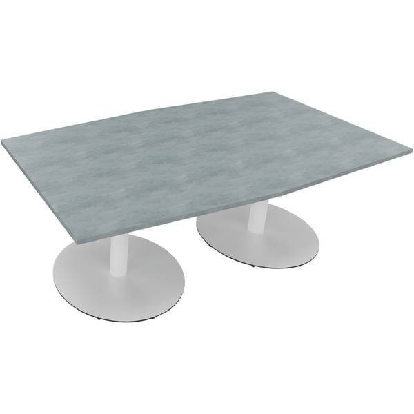 Besprechungstisch Tonneau Tellerfuß Rund B2000xT1000/1100xH720 weiß/Beton