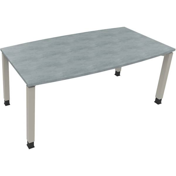 Besprechungstisch Tonneau Vierfuß Quadrat B1800xT800/900xH680-820 silber/Beton