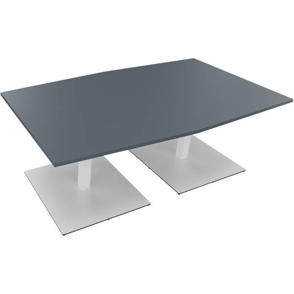 Besprechungstisch Tonneau Tellerfuß Quadrat B2000xT1000/1100xH720 weiß/Lavagrau