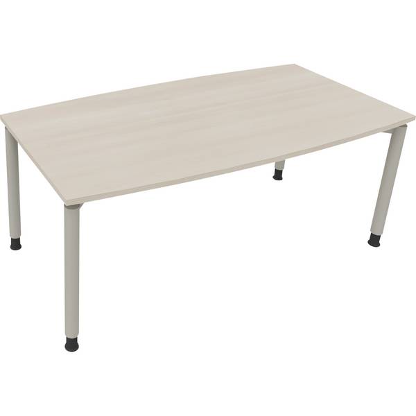 Besprechungstisch Tonneau Vierfuß Rund B1800xT800/900xH680-820 silber/Akazie