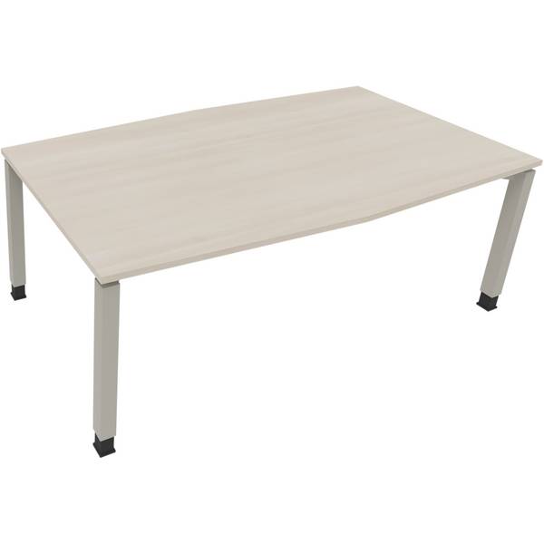 Besprechungstisch Tonneau Vierfuß Quadrat B2000xT1000/1100xH680-820 silber/Akazie