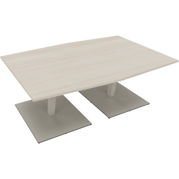 Besprechungstisch Tonneau Tellerfuß Quadrat B2000xT1000/1100xH720 silber/Akazie