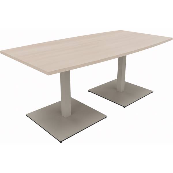 Besprechungstisch Tonneau Tellerfuß Quadrat B1800xT800/900xH720 silber/Akazie