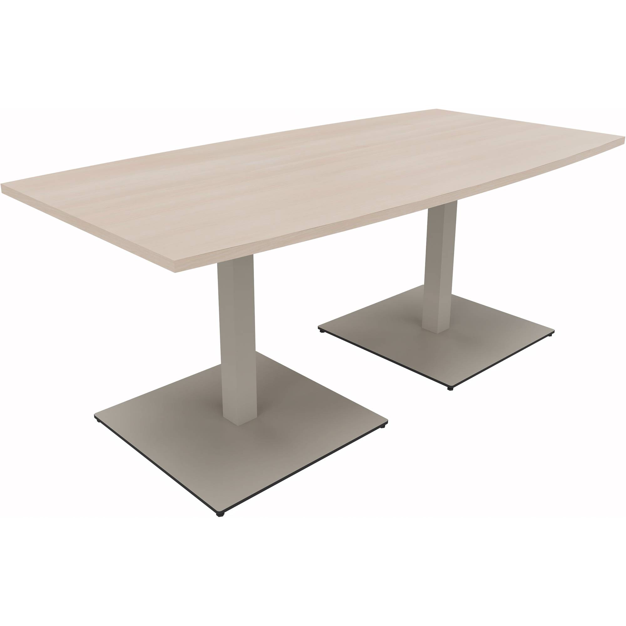Besprechungstisch Tonneau Tellerfuß Quadrat B1800xT800/900xH720 silber/Akazie-0