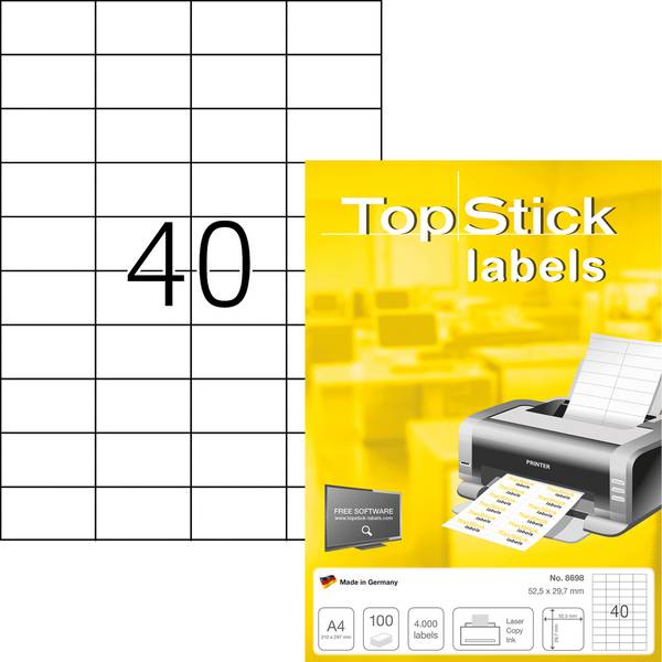Etikett TopStick 52,5x29,7mm ws 4.000St