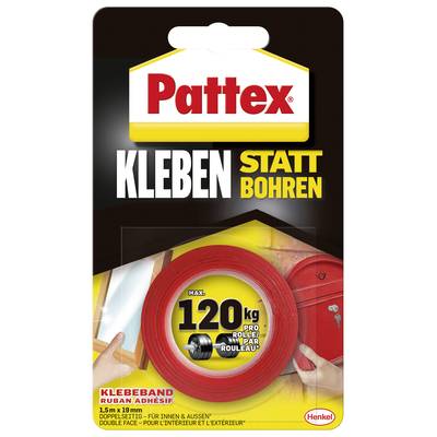 Pattex Montageklebeband Kleben statt Bohren PXMT2 Doppelseitiges Klebeband  Weiß (L x B) 1.5 m x 19 mm 1 St.