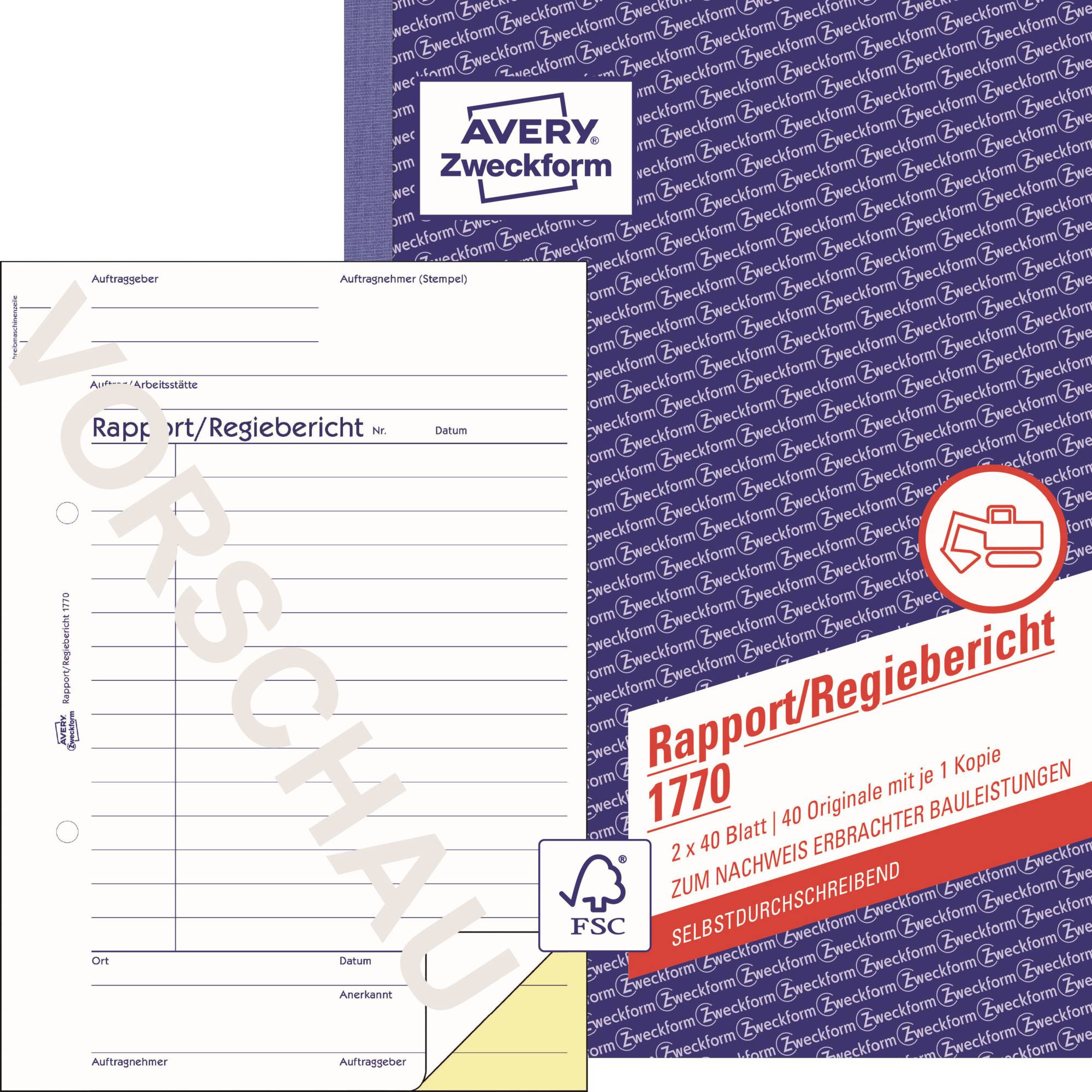 Avery Zweckform Rapport 1770 DIN A5 2x40Blatt-0