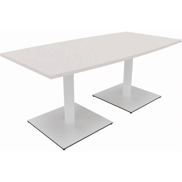 Besprechungstisch Tonneau Tellerfuß Quadrat B1800xT800/900xH720 weiß/Weiß