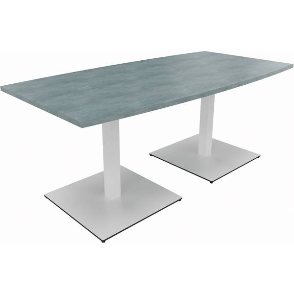 Besprechungstisch Tonneau Tellerfuß Quadrat B1800xT800/900xH720 weiß/Beton