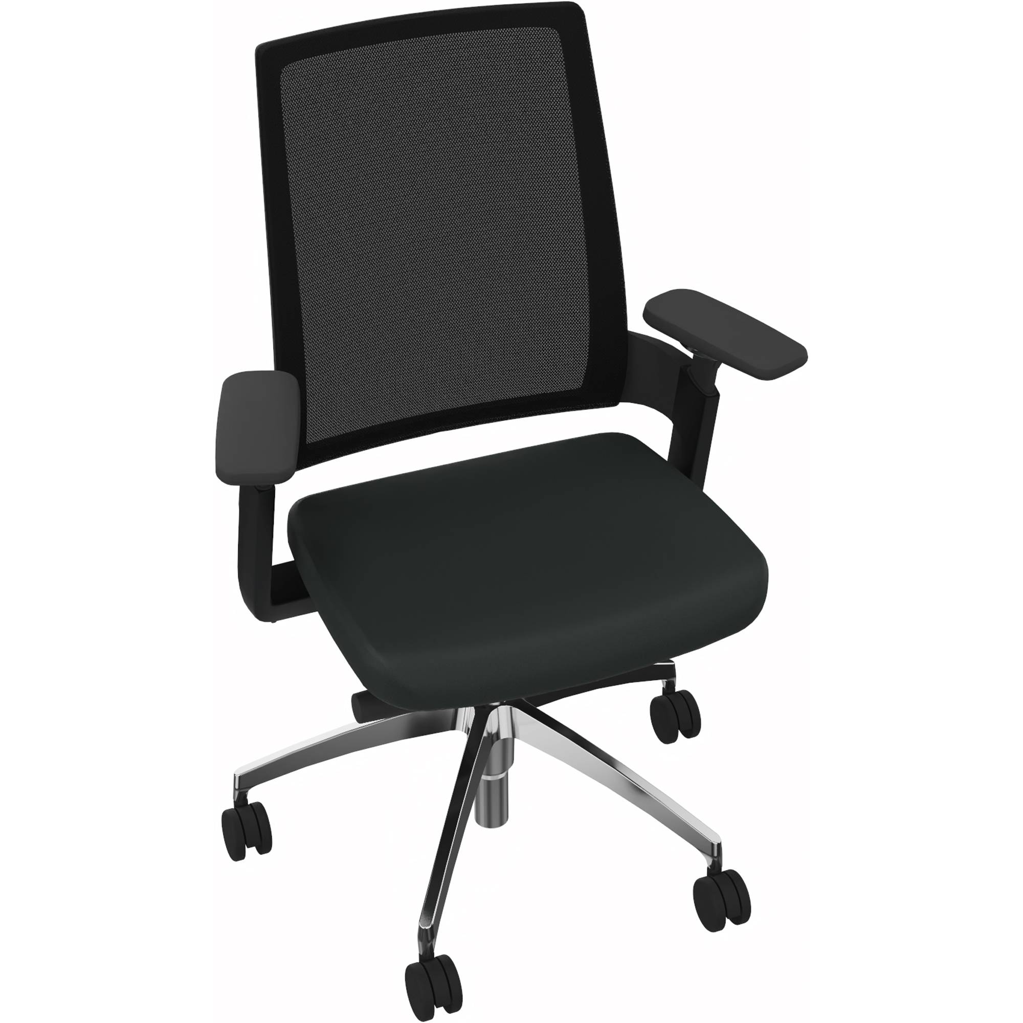 Bürodrehstuhl mArmlehne alu Sitz sw/sw-0
