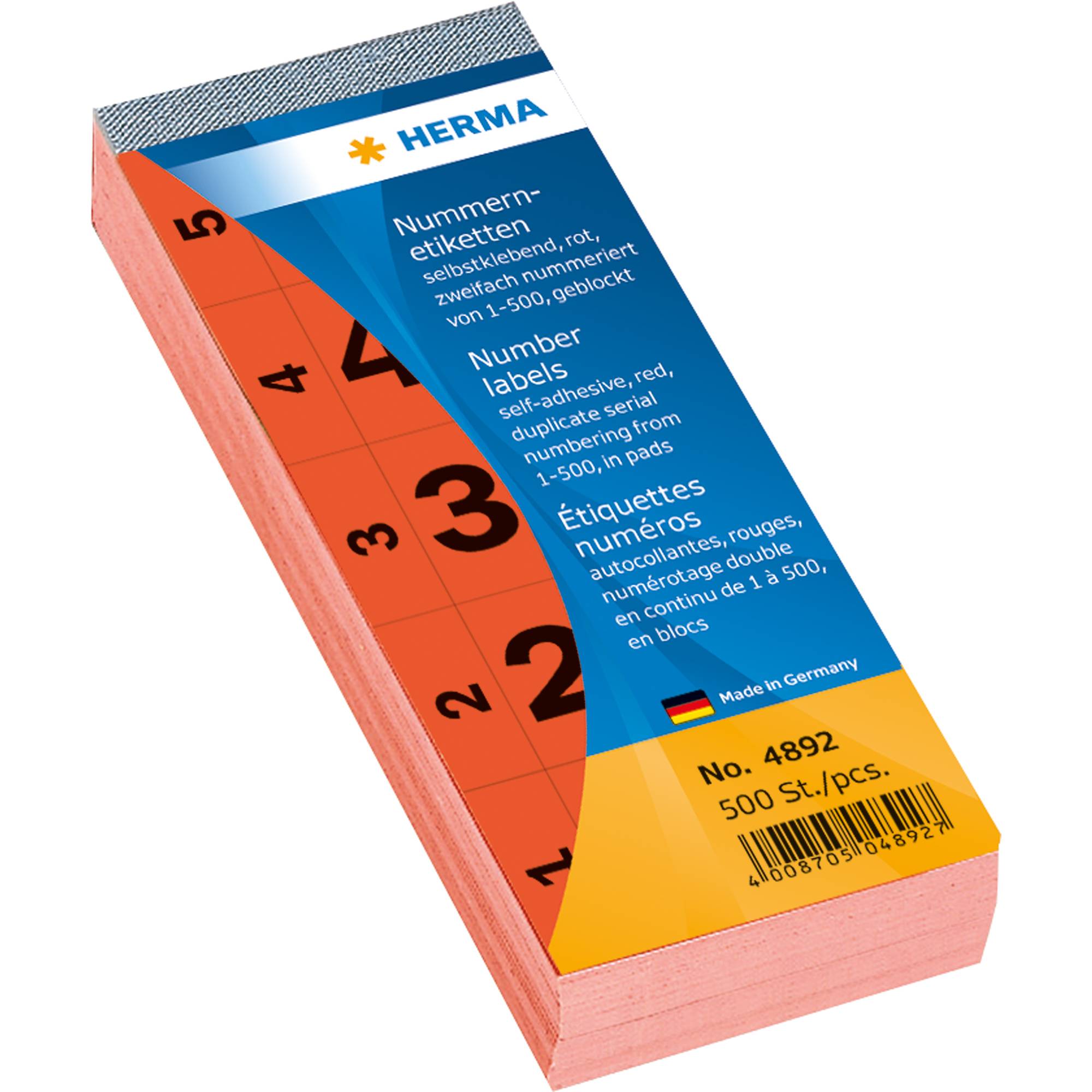 Nummernblock 1-500 sk 28x56mm rot 500 St./Pack.-0