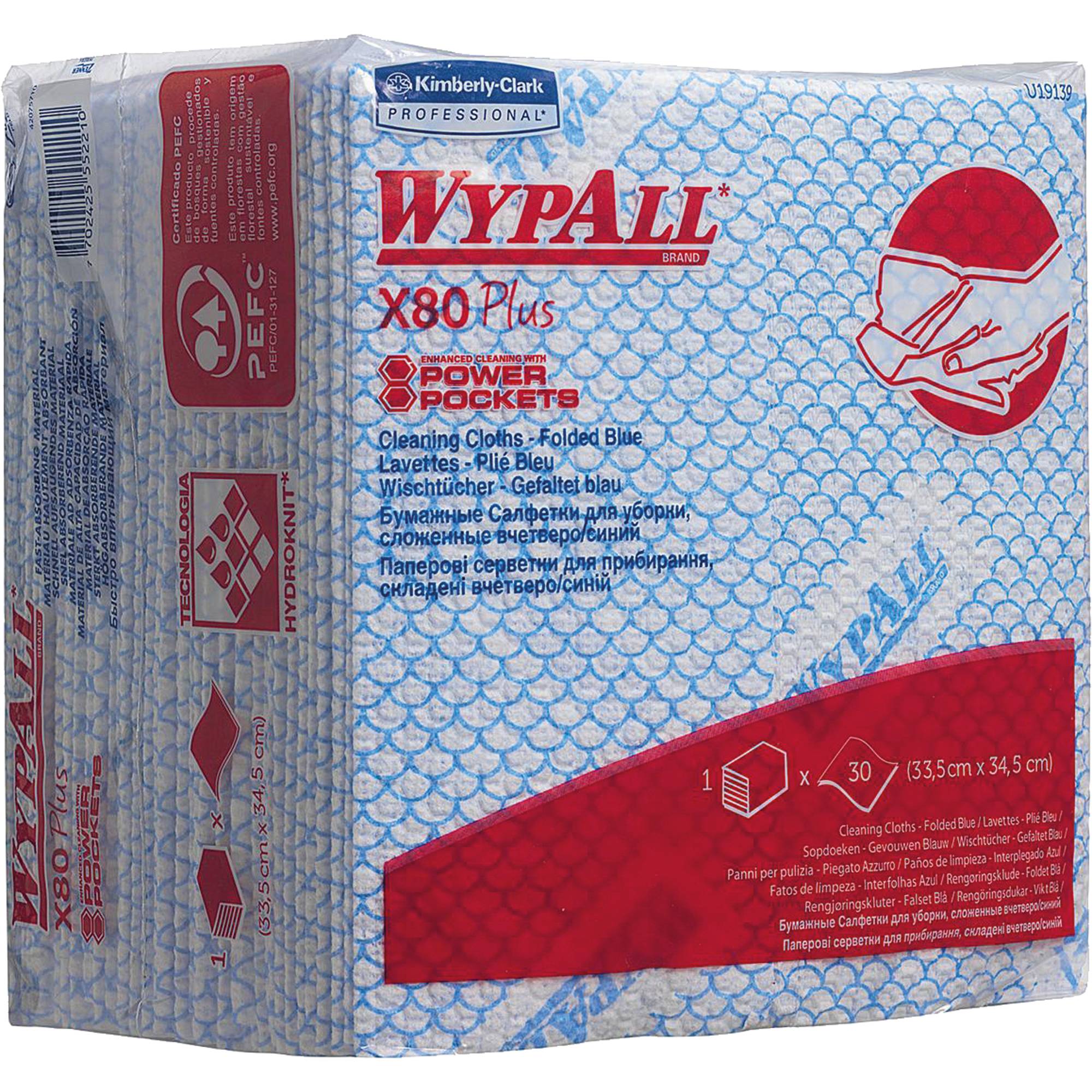 WYPALL Wischtuch X80 Viertelfalz 35x34cm bl 30 St.-0