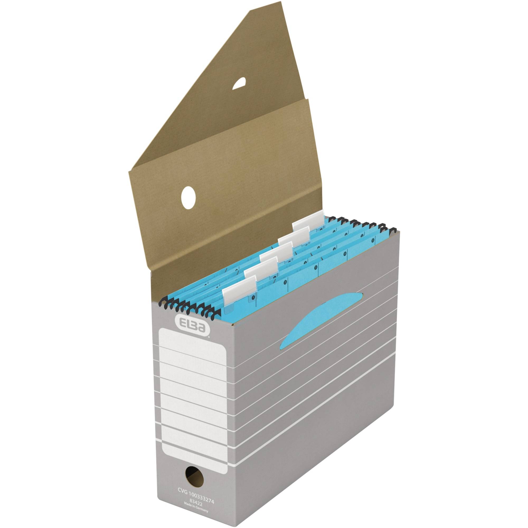 Elba Archivschachtel 100333274 100 mm x 270 mm x 340 mm Wellpappe Grau, Weiß 1 St.-2