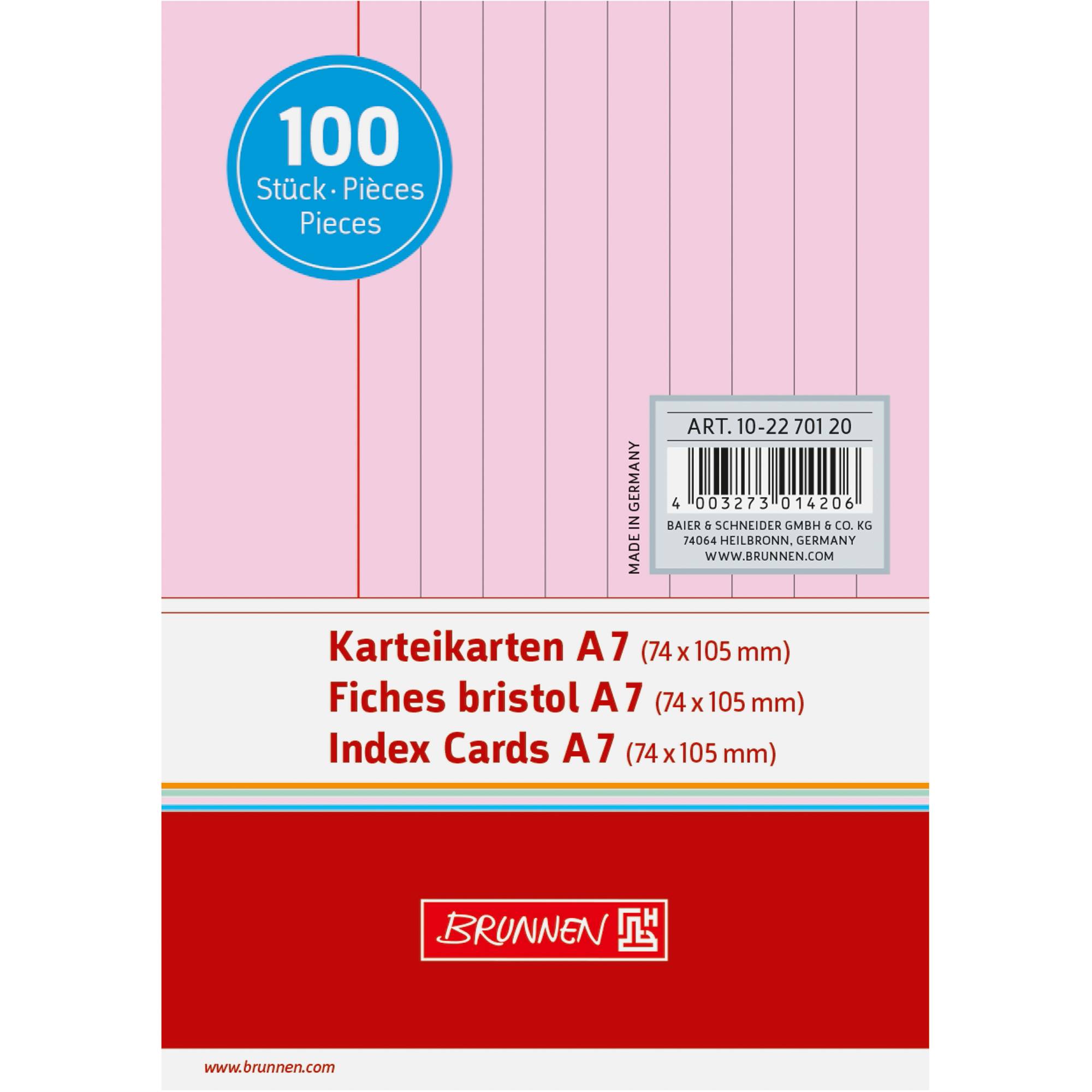 Karteikarte DIN A7 liniert rt 100 St./Pack.-1