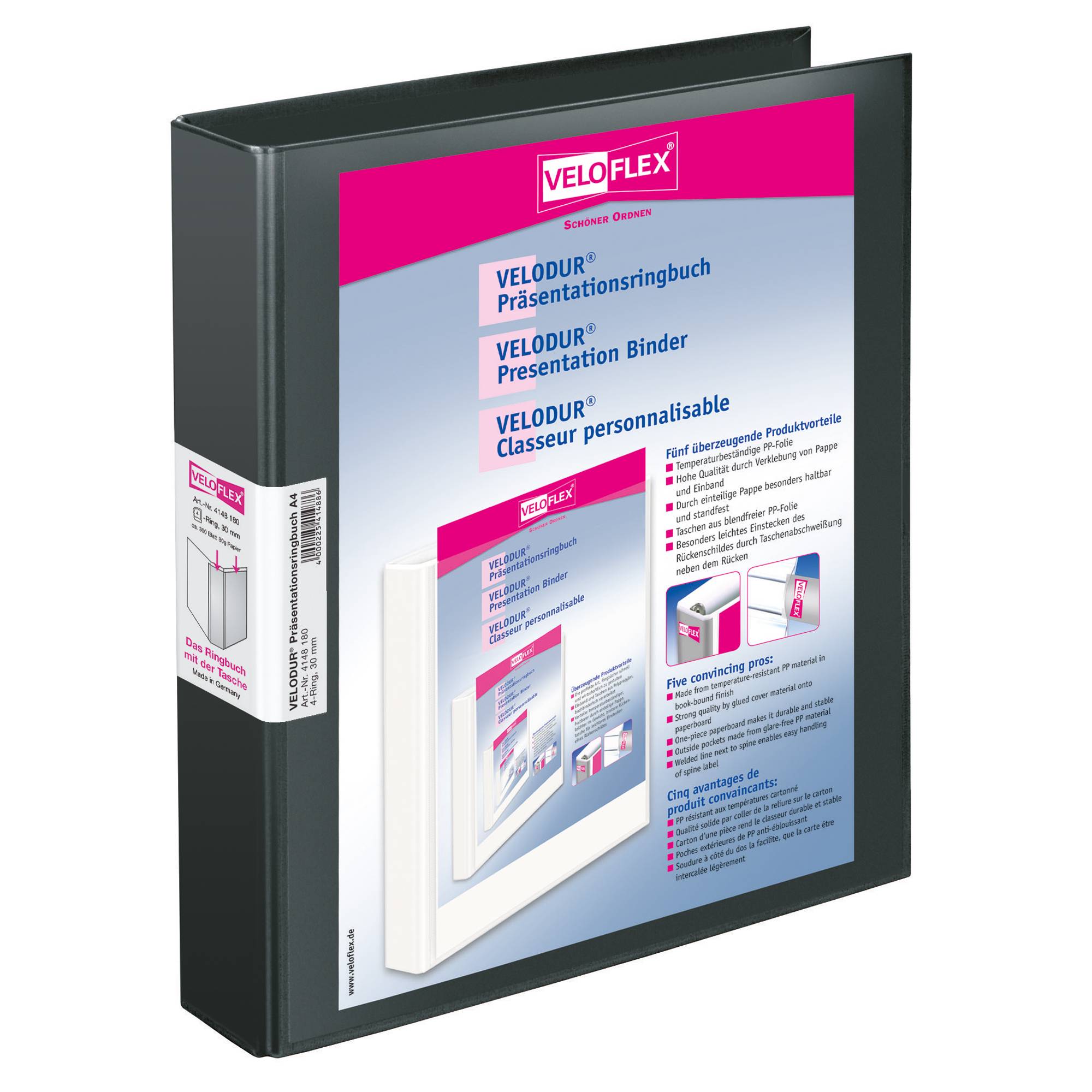 Ringbuch VELODUR A4 2Ring 25mm sw-0