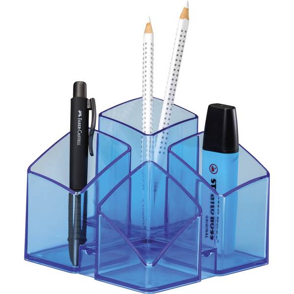 HAN SCALA Stiftehalter 12,5 x 12,5 x 10,0 cm blau-transparent